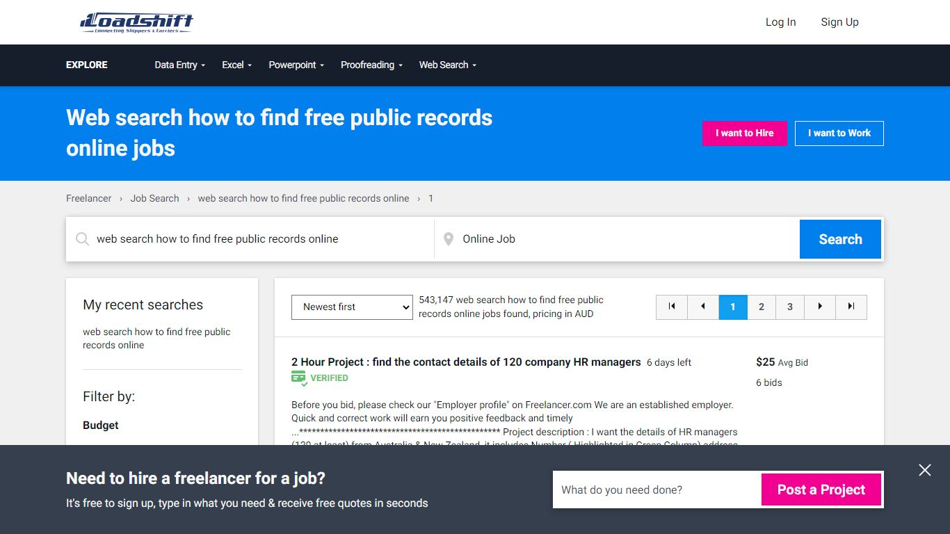 Web search how to find free public records online jobs